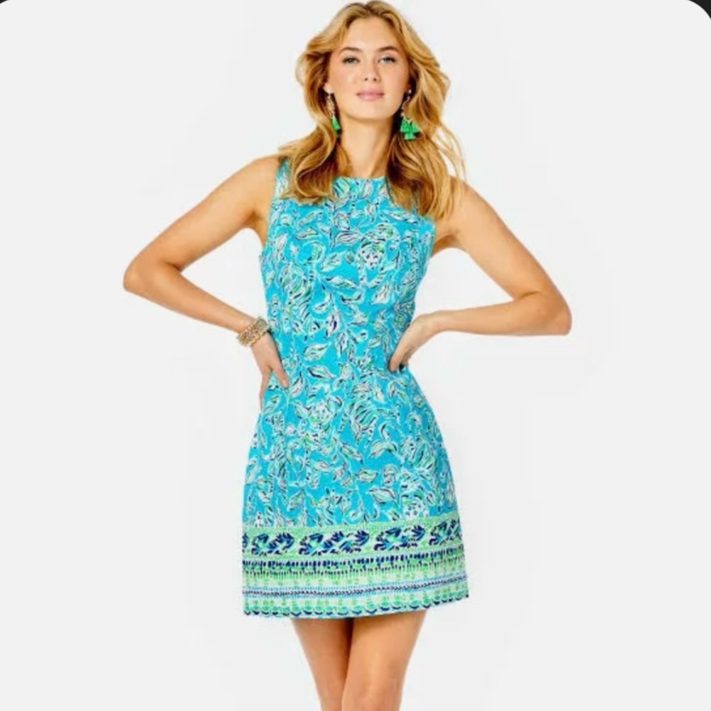 Lilly Pulitzer Women’s Mila Stretch Shift Dress Turquoise Oasis Lined Size 2 New